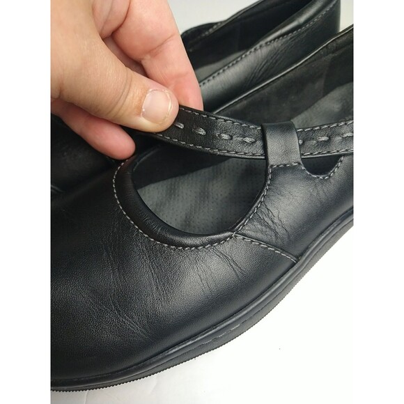 Softwalk Woman Mary Jane Leather 8.5N Black Style S1115-001 Adjustable Flat - Picture 2 of 12